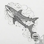 Whale shark whose spots are a glowing star ma… – tattoo sketch (№1752290777_0, 12.07.2025 03:26) — tattoovalue.net