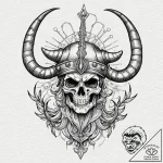Ancient helm with spectral horns, tattoo line… – tattoo sketch (№1752291542_0, 12.07.2025 03:39) — tattoovalue.net
