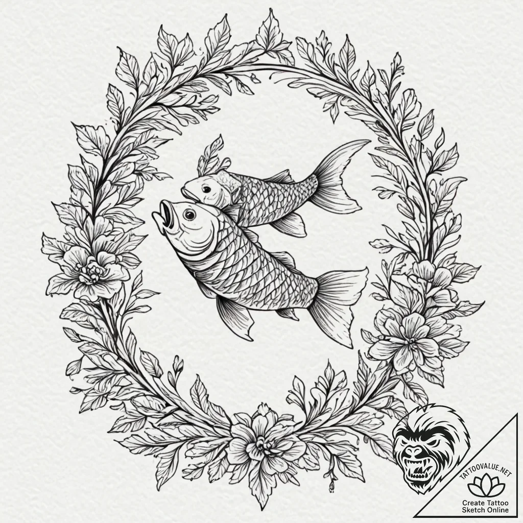 Carp, artistic tattoo sketch, fine lines, del... - tattoo sketch (№1752291948_0, 12.07.2025 03:45) — tattoovalue.net