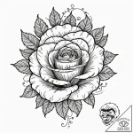 Black rose blooming in glass, tattoo line art… – tattoo sketch (№1752292202_0, 12.07.2025 03:50) — tattoovalue.net
