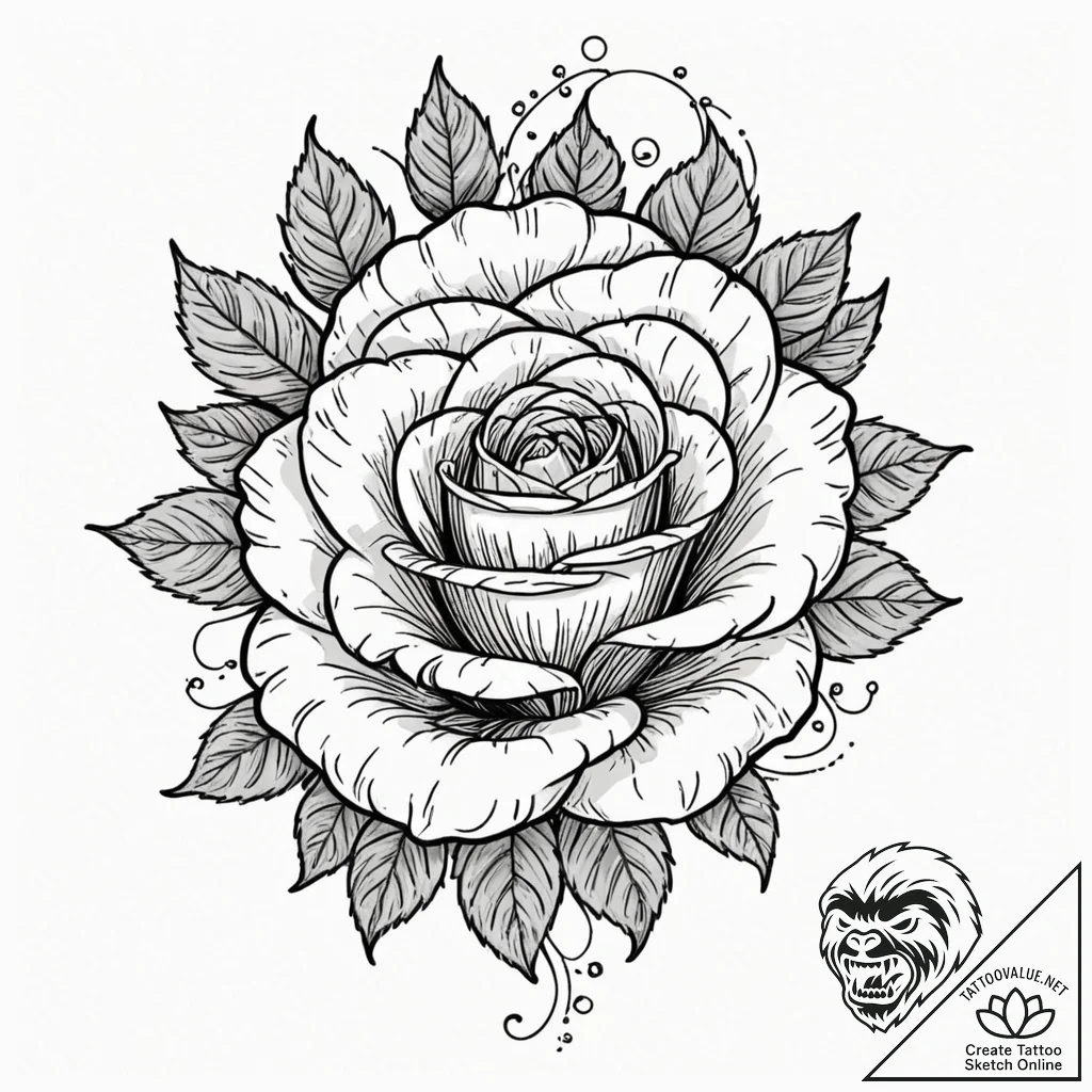 Black rose blooming in glass, tattoo line art... - tattoo sketch (№1752292202_0, 12.07.2025 03:50) — tattoovalue.net