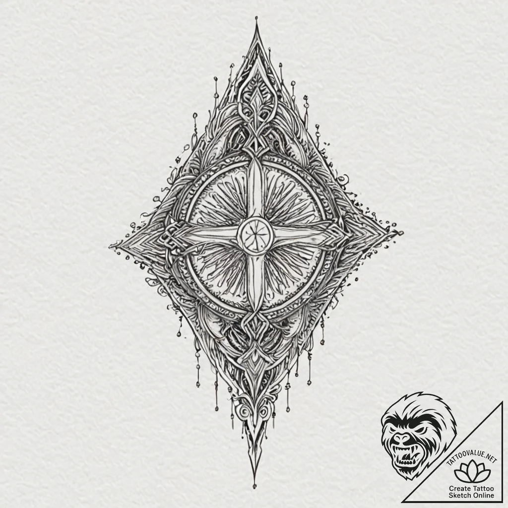 Ice spear crowned in runes, tattoo sketch des... - tattoo sketch (№1752292787_0, 12.07.2025 03:59) — tattoovalue.net