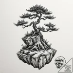 A bonsai tree on a cliff edge (is there, but… – tattoo sketch (№1752293206_0, 12.07.2025 04:06) — tattoovalue.net