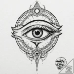 Eye of horus set within a mechanical iris, ta… – tattoo sketch (№1752293289_0, 12.07.2025 04:08) — tattoovalue.net