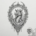 Bone harp with sinew strings, tattoo line art… – tattoo sketch (№1752293459_0, 12.07.2025 04:10) — tattoovalue.net