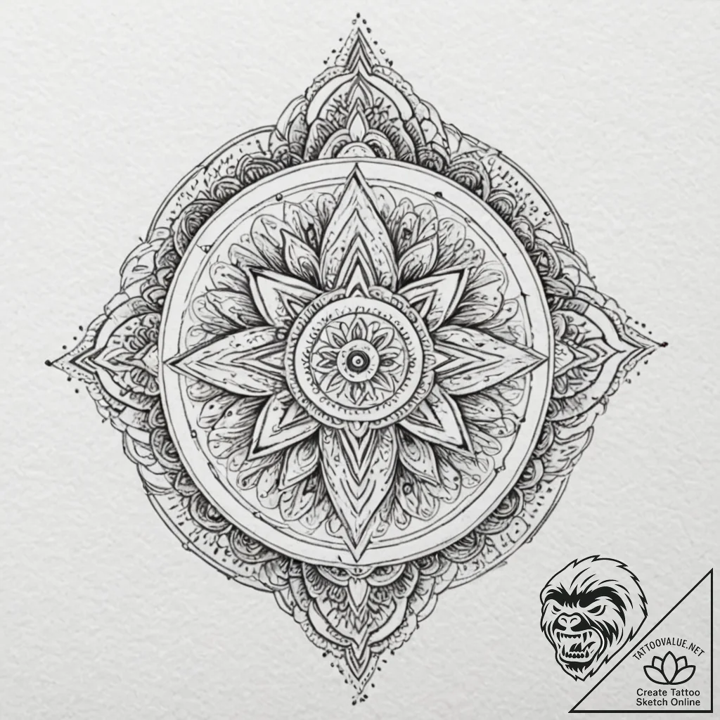 Molten sigil beneath starlight, ink illustrat... - tattoo sketch (№1752294209_0, 12.07.2025 04:23) — tattoovalue.net