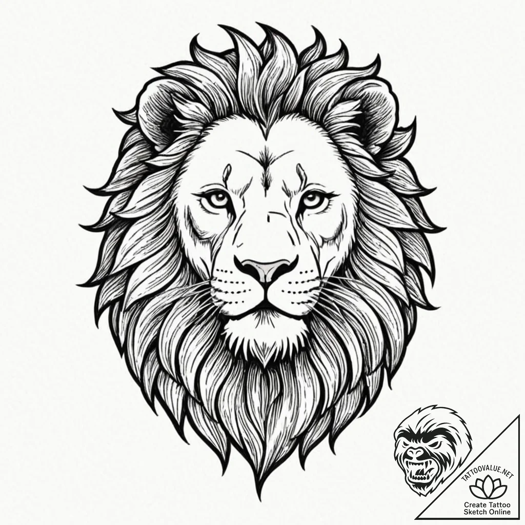 Lion, tattoo drawing outline, blackwork tatto... - tattoo sketch (№1752294294_0, 12.07.2025 04:24) — tattoovalue.net