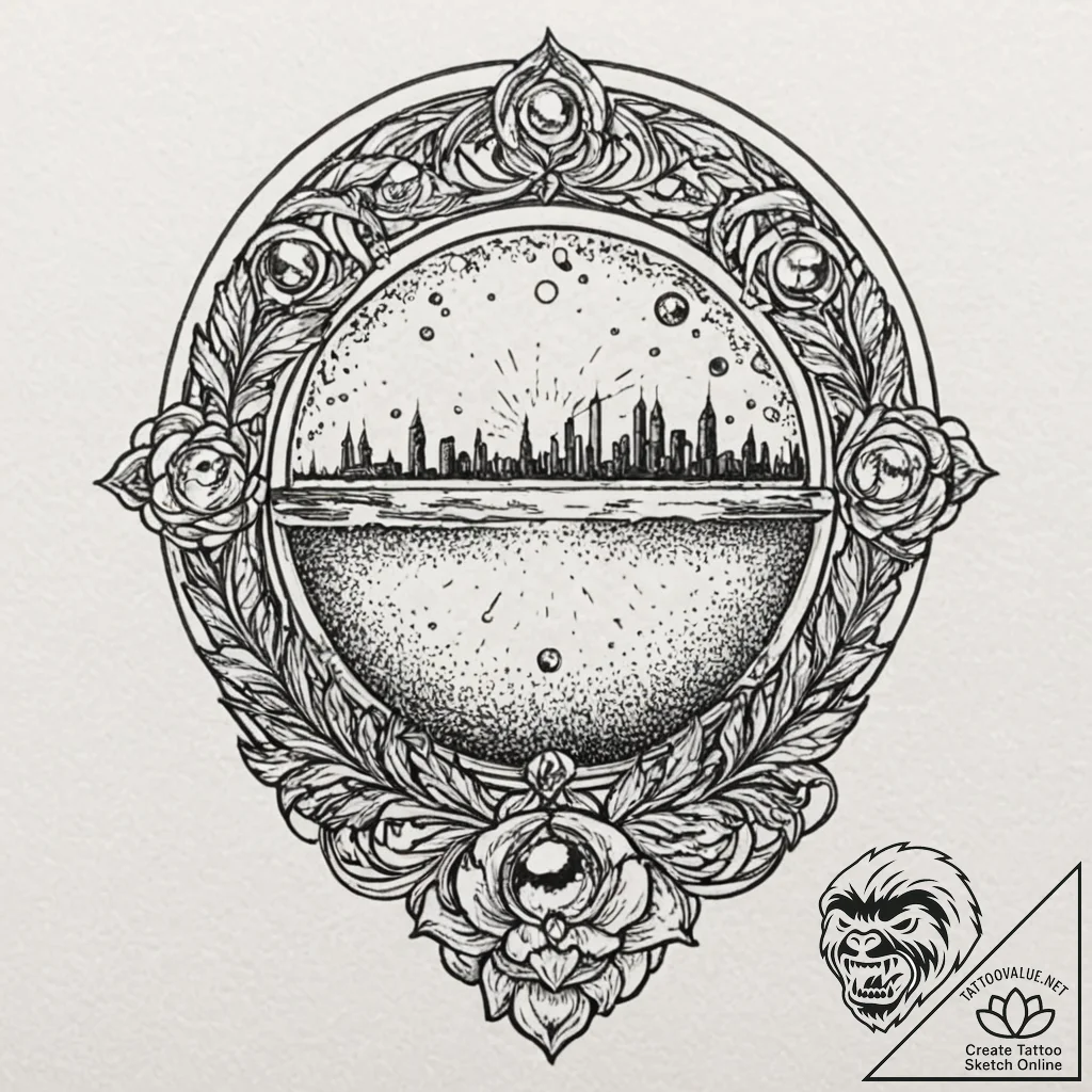 Crystal ball with 'the future is cancelled' i... - tattoo sketch (№1752295297_0, 12.07.2025 04:41) — tattoovalue.net