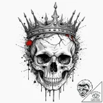 Bone crown resting on cracked skull, artistic… – tattoo sketch (№1752295380_0, 12.07.2025 04:43) — tattoovalue.net