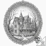 An abandoned dollhouse with intricate details… – tattoo sketch (№1752295880_0, 12.07.2025 04:51) — tattoovalue.net