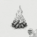 A powerful blazing bonfire, warmth,, ink illu… – tattoo sketch (№1752295963_0, 12.07.2025 04:52) — tattoovalue.net