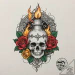 A powerful burning oil lamp, ancient,, tattoo… – tattoo sketch (№1752296046_0, 12.07.2025 04:54) — tattoovalue.net