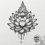 Lotus dagger dripping ink, tattoo line art, v… – tattoo sketch (№1752296885_0, 12.07.2025 05:08) — tattoovalue.net
