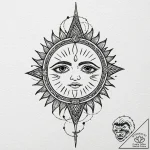 Orcish spear beneath eclipsed sun, tattoo lin… – tattoo sketch (№1752297301_0, 12.07.2025 05:15) — tattoovalue.net