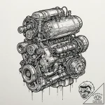 Internal combustion engine, animated and roar… – tattoo sketch (№1752297386_0, 12.07.2025 05:16) — tattoovalue.net