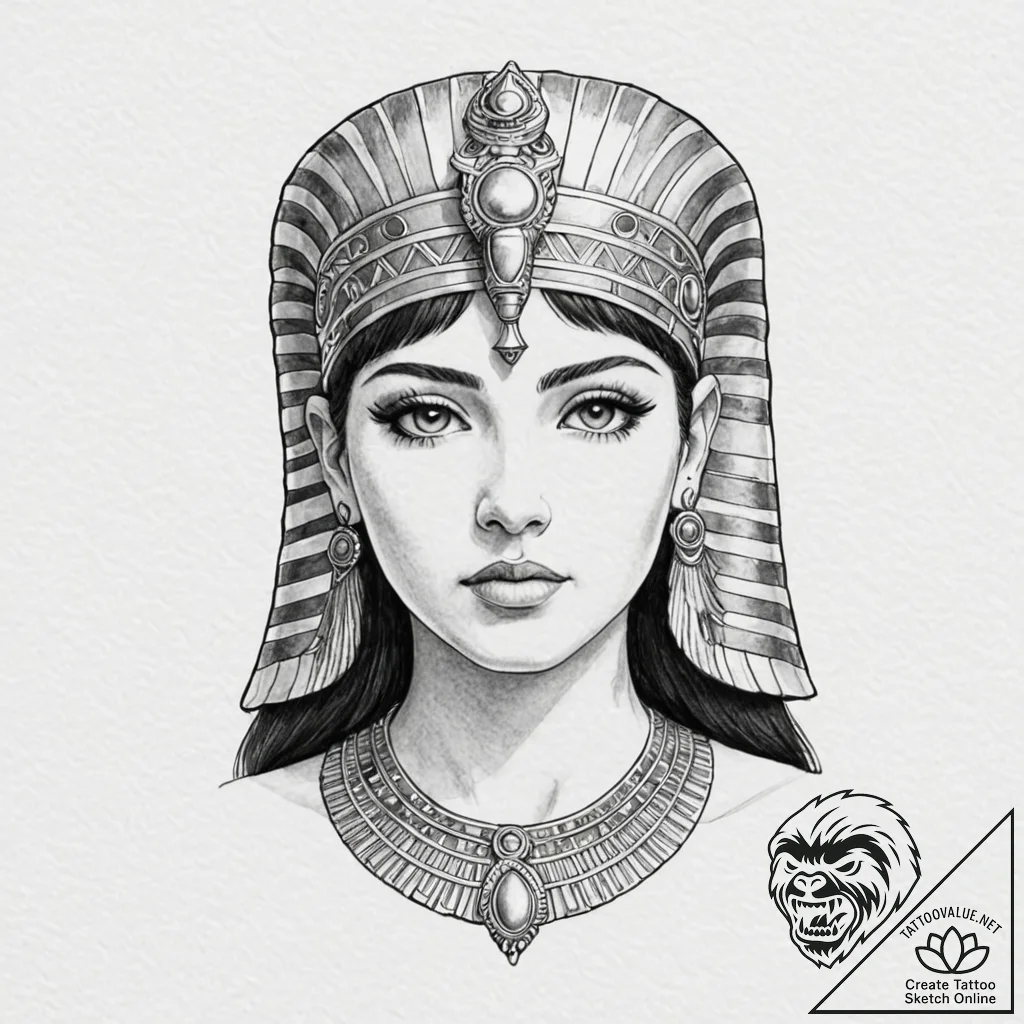 Cleopatra - tattoo sketch (№1752297803_0, 12.07.2025 05:23) — tattoovalue.net