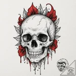 Avalanche skull buried in ice, tattoo flash s… – tattoo sketch (№1752298054_0, 12.07.2025 05:27) — tattoovalue.net