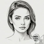 Face, tattoo line art, sepia tone sketch, vin… – tattoo sketch (№1752298222_0, 12.07.2025 05:30) — tattoovalue.net
