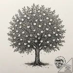 Apple tree, concept art for tattoo, dotwork s… – tattoo sketch (№1752298640_0, 12.07.2025 05:37) — tattoovalue.net