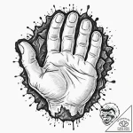Fist, clenched and cracking, made of volcanic… – tattoo sketch (№1752298807_0, 12.07.2025 05:40) — tattoovalue.net