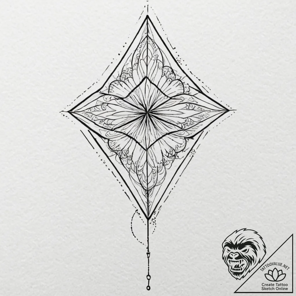 Kite, tattoo sketch design, black outline onl... - tattoo sketch (№1752300063_0, 12.07.2025 06:01) — tattoovalue.net