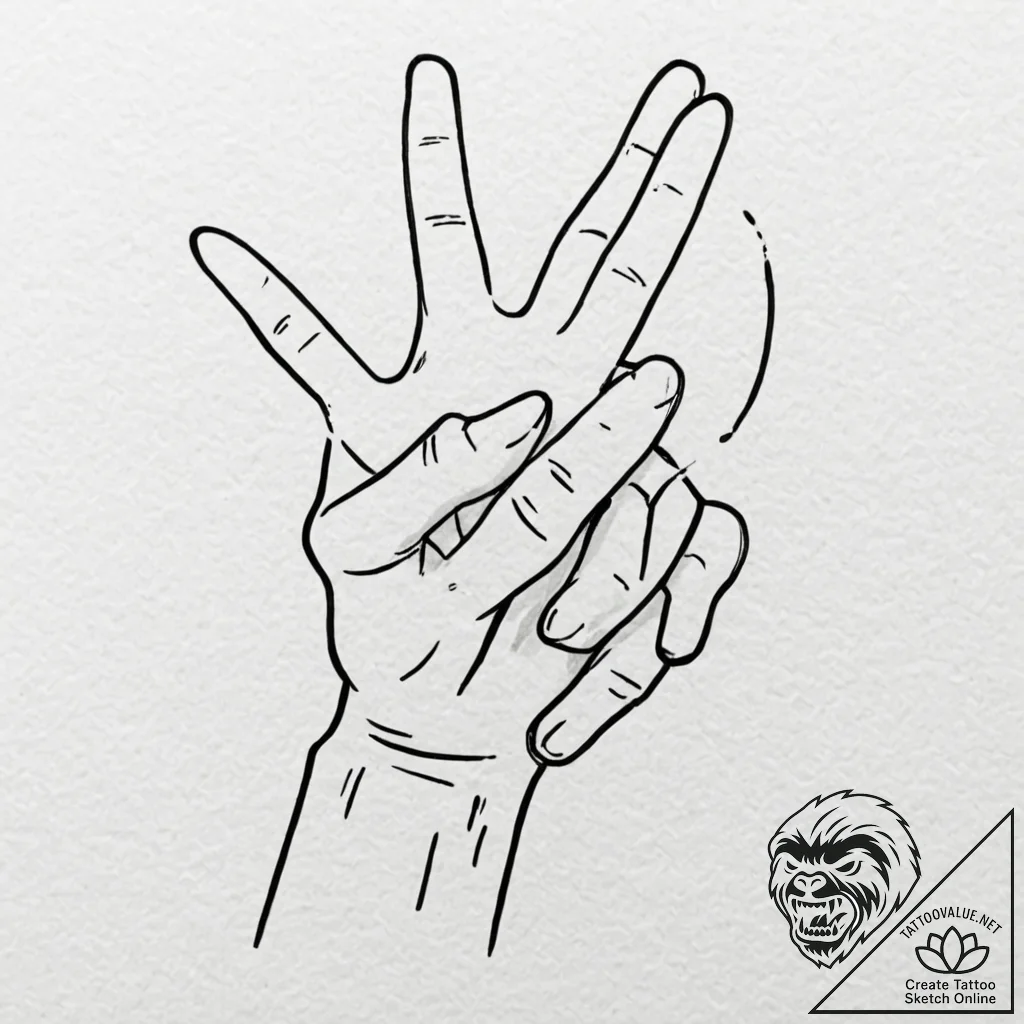 Finger guns gesture, minimalist outline, tatt... - tattoo sketch (№1752300146_0, 12.07.2025 06:02) — tattoovalue.net