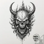 Molten helm devouring flame, ink illustration… – tattoo sketch (№1752300570_0, 12.07.2025 06:09) — tattoovalue.net