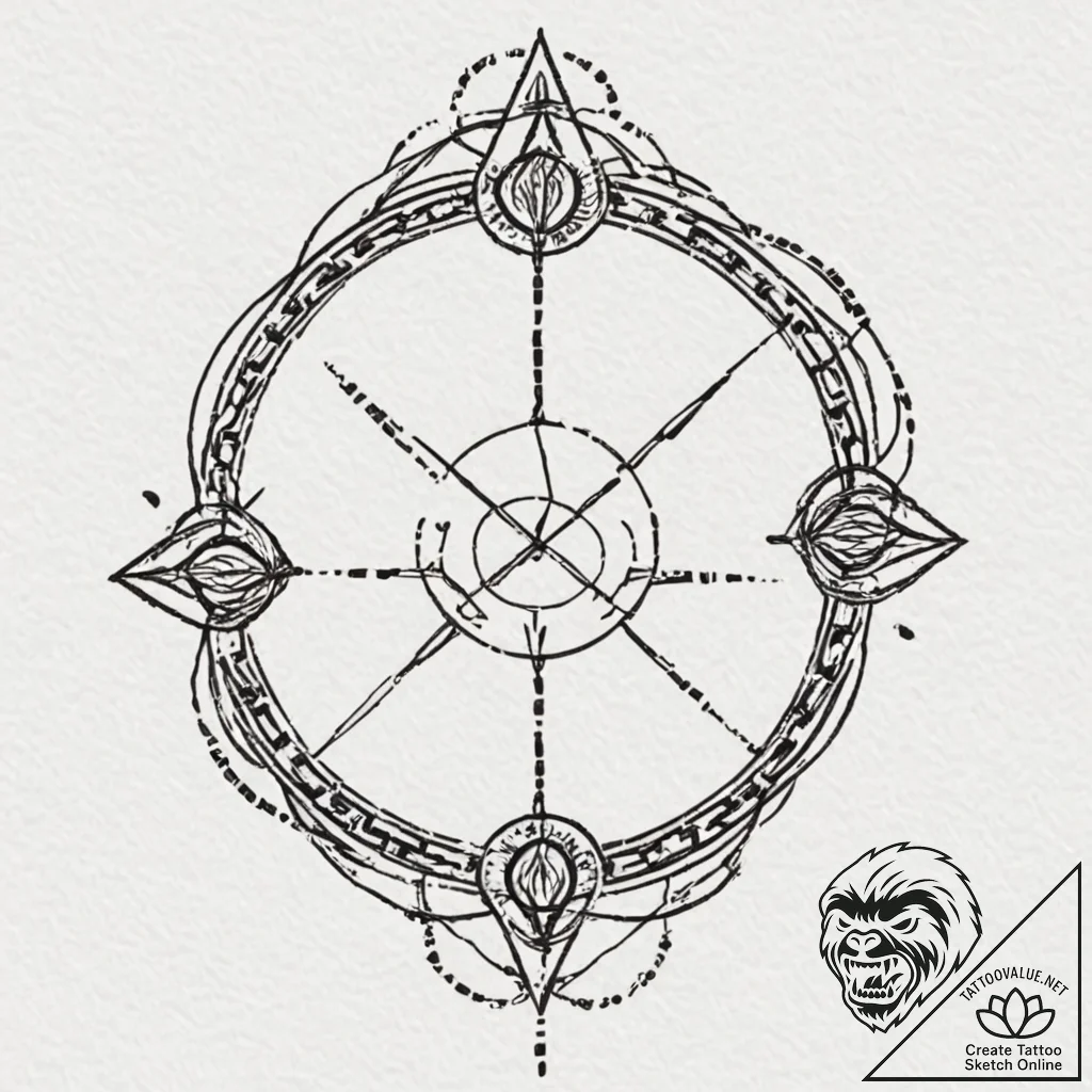 Ethereal chain holding sigil, tattoo drawing... - tattoo sketch (№1752300654_0, 12.07.2025 06:10) — tattoovalue.net