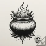 A witch’s cauldron, tattoo flash sheet design… – tattoo sketch (№1752300823_0, 12.07.2025 06:13) — tattoovalue.net