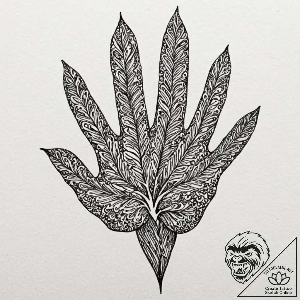Palm, tattoo drawing outline, highly detailed... - tattoo sketch (№1752301412_0, 12.07.2025 06:23) — tattoovalue.net