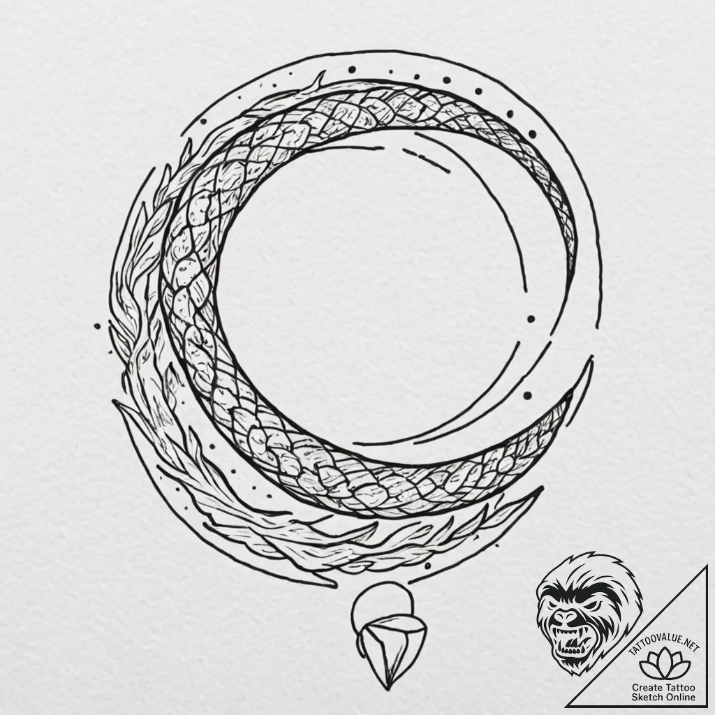Astral serpent weaving through comet trail, c... - tattoo sketch (№1752301665_0, 12.07.2025 06:27) — tattoovalue.net