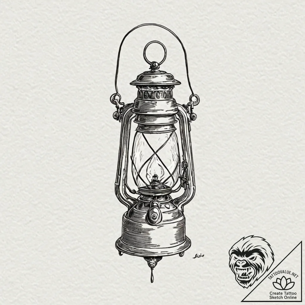 Firefly captured in an ornate, miniature lant... - tattoo sketch (№1752301917_0, 12.07.2025 06:31) — tattoovalue.net