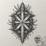Oak rune glowing beneath moss, tattoo line ar… – tattoo sketch (№1752302419_0, 12.07.2025 06:40) — tattoovalue.net