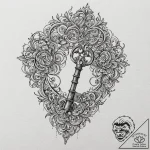 Antique key collection, concept art for tatto… – tattoo sketch (№1752302672_0, 12.07.2025 06:44) — tattoovalue.net
