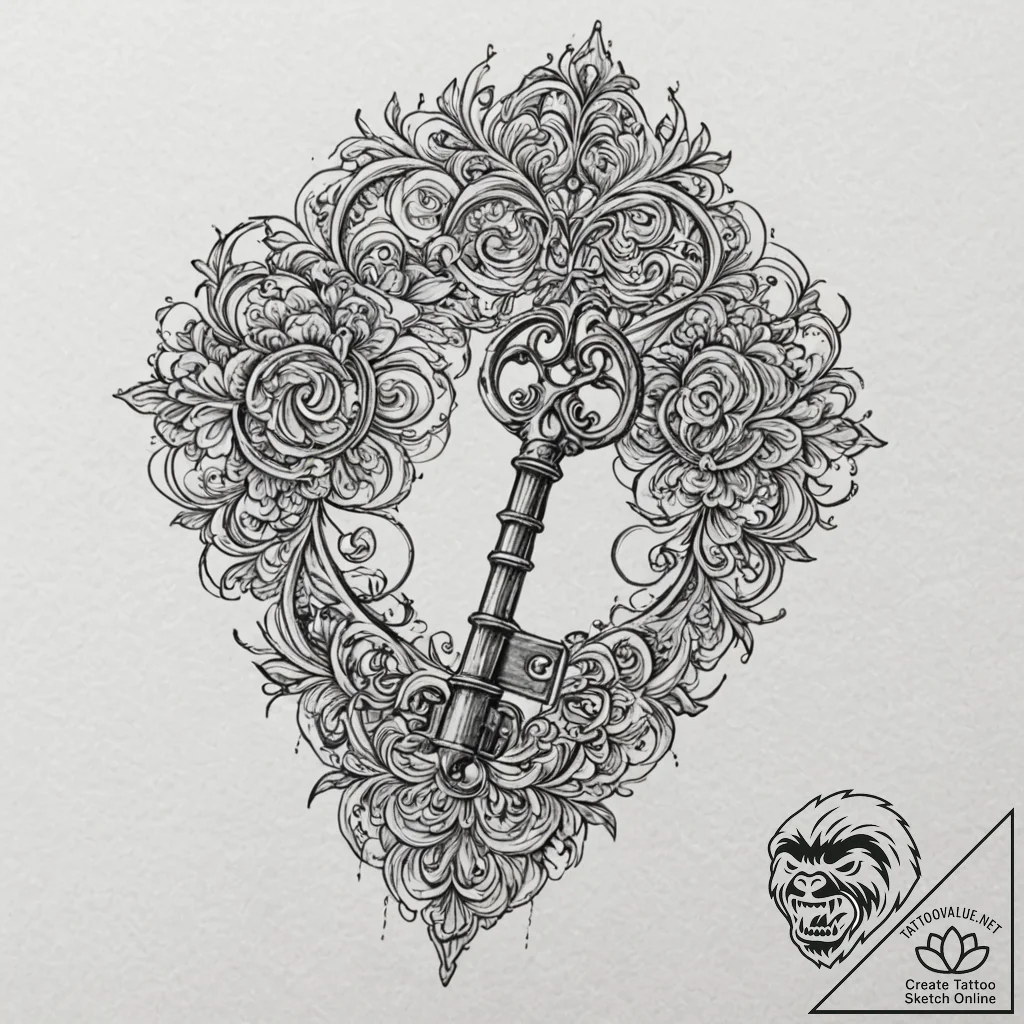 Antique key collection, concept art for tatto... - tattoo sketch (№1752302672_0, 12.07.2025 06:44) — tattoovalue.net
