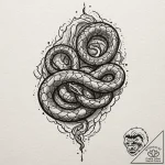 Ancient serpent slithering over crumbling wal… – tattoo sketch (№1752302756_0, 12.07.2025 06:45) — tattoovalue.net