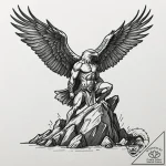 Prometheus chained to a rock, eagle approachi… – tattoo sketch (№1752302840_0, 12.07.2025 06:47) — tattoovalue.net