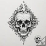 Burning candle melting into skull, tattoo ske… – tattoo sketch (№1752302924_0, 12.07.2025 06:48) — tattoovalue.net