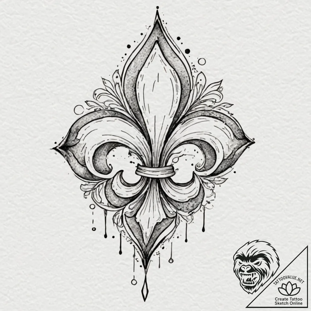 Fleur-de-lis, representing royalty, faith, an... - tattoo sketch (№1752303261_0, 12.07.2025 06:54) — tattoovalue.net