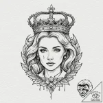 Queenр р†р вђљрівђћсћs crown cracked and blee… – tattoo sketch (№1752303346_0, 12.07.2025 06:55) — tattoovalue.net
