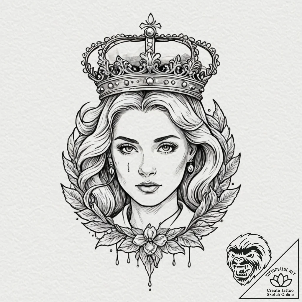 Queenр р†р вђљрівђћсћs crown cracked and blee... - tattoo sketch (№1752303346_0, 12.07.2025 06:55) — tattoovalue.net