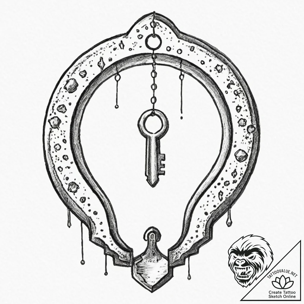 A key unlocking a galaxy in a keyhole - tattoo sketch (№1752303432_0, 12.07.2025 06:57) — tattoovalue.net