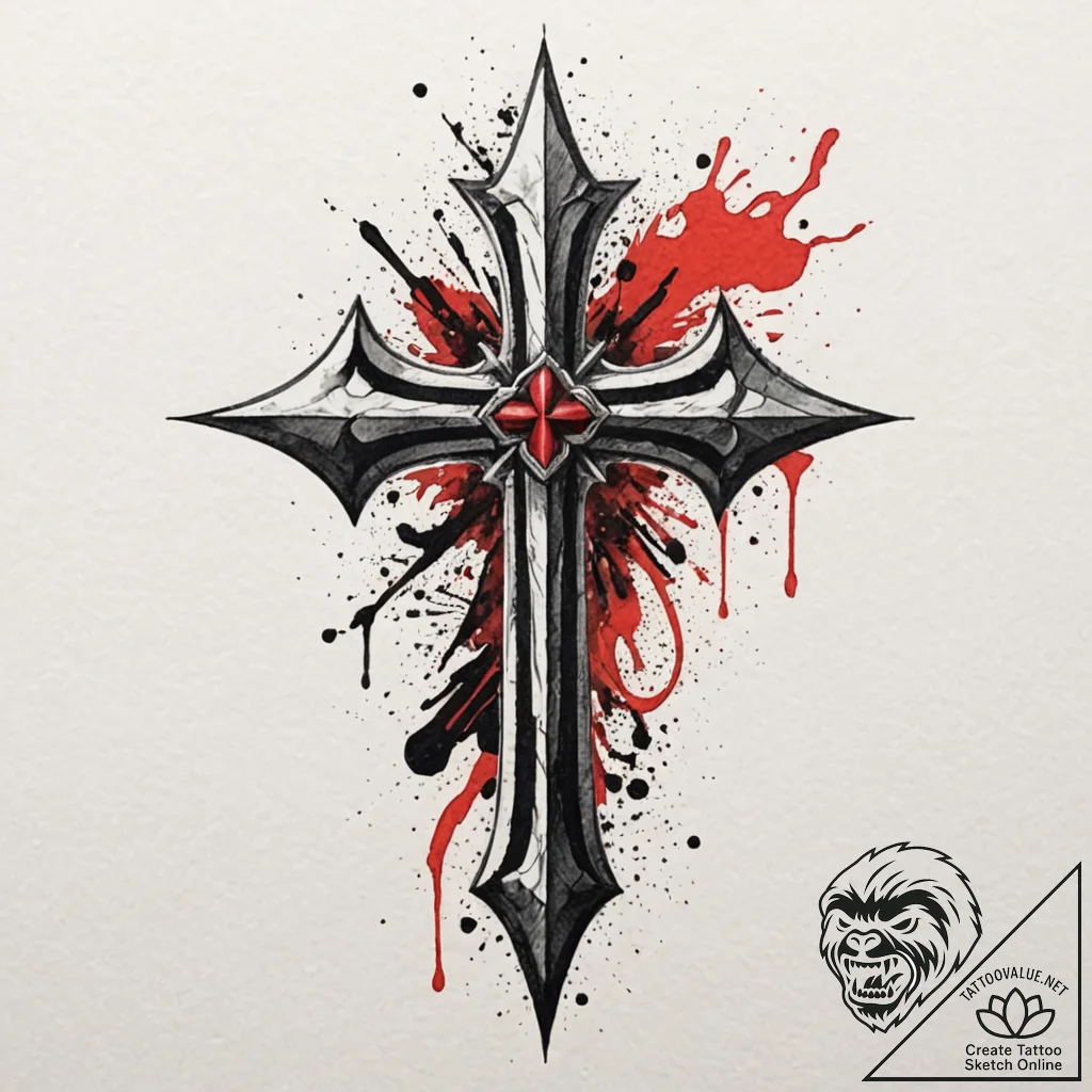 A templar knight's cross, ink illustration fo... - tattoo sketch (№1752303765_0, 12.07.2025 07:02) — tattoovalue.net