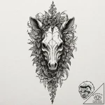 Zebra skull crowned with ivy, tattoo flash sh… – tattoo sketch (№1752304183_0, 12.07.2025 07:09) — tattoovalue.net