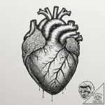 Anatomical heart encased in a crystal geode,… – tattoo sketch (№1752304432_0, 12.07.2025 07:13) — tattoovalue.net