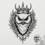 Owl skull crowned with runes, concept art for… – tattoo sketch (№1752304684_0, 12.07.2025 07:18) — tattoovalue.net