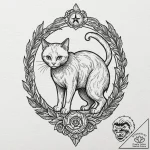 Black cat with a skeleton visible as a shimme… – tattoo sketch (№1752305186_0, 12.07.2025 07:26) — tattoovalue.net