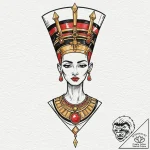 Nefertiti, tattoo flash sheet design, on a cl… – tattoo sketch (№1752305517_0, 12.07.2025 07:31) — tattoovalue.net