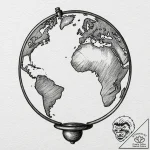 An antique globe, artistic tattoo sketch, bla… – tattoo sketch (№1752306100_0, 12.07.2025 07:41) — tattoovalue.net