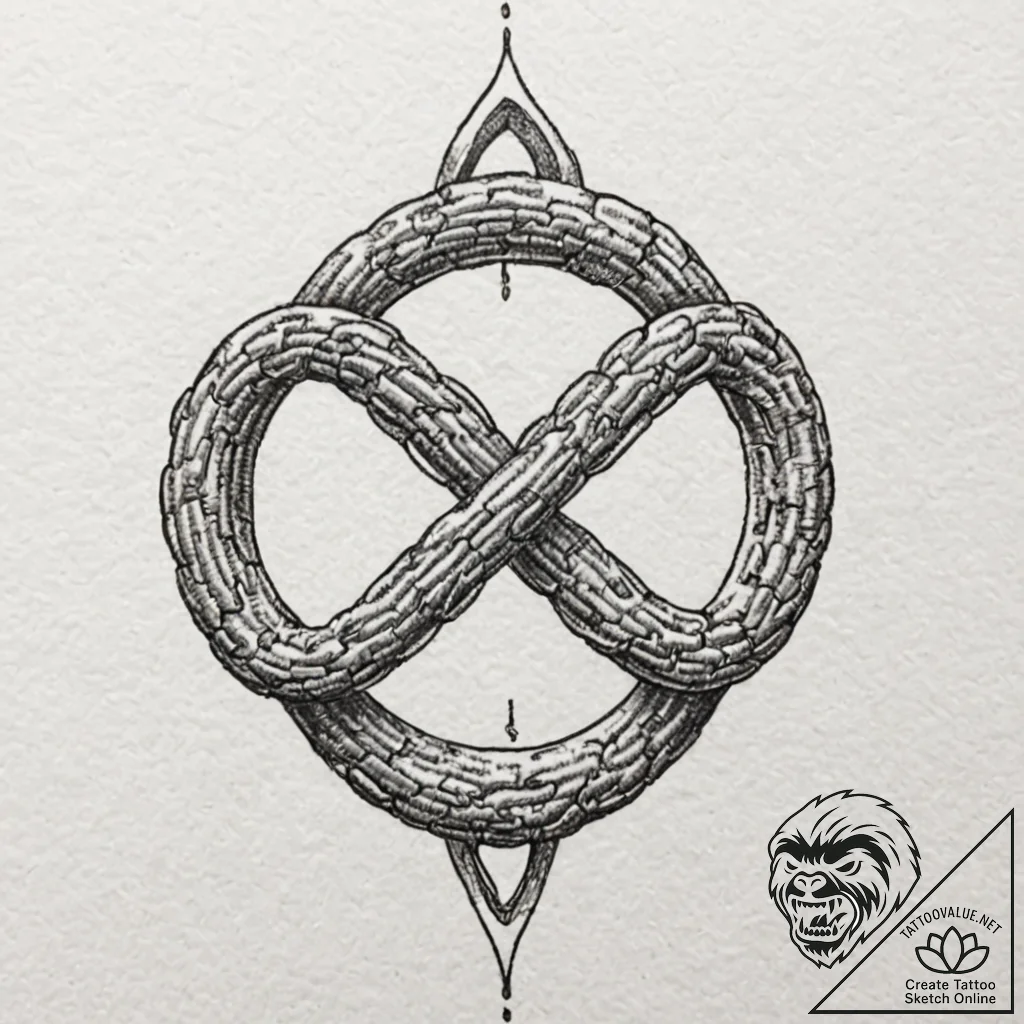 Infinity symbol intertwined with a wedding ba... - tattoo sketch (№1752306184_0, 12.07.2025 07:43) — tattoovalue.net
